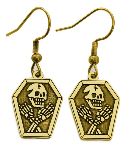 Aros Calavera Ataúd Oro 18k Oro 18k