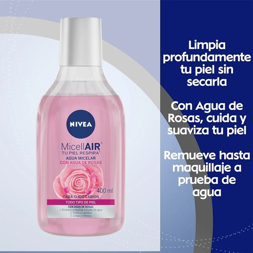 Agua Micelar Desmaquillante Nivea Agua De Rosas 400ml Tipo de piel
