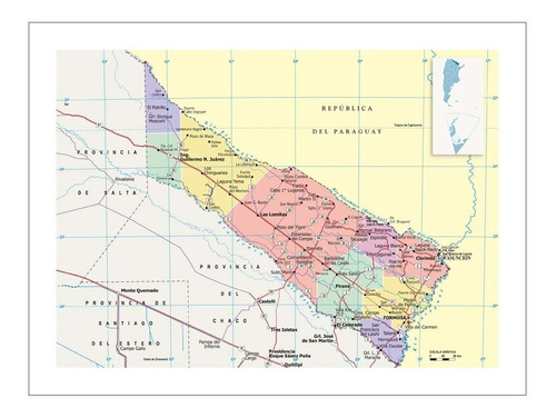 Lamina Fine Art Mapa Politico Formosa 39x50 M Y C