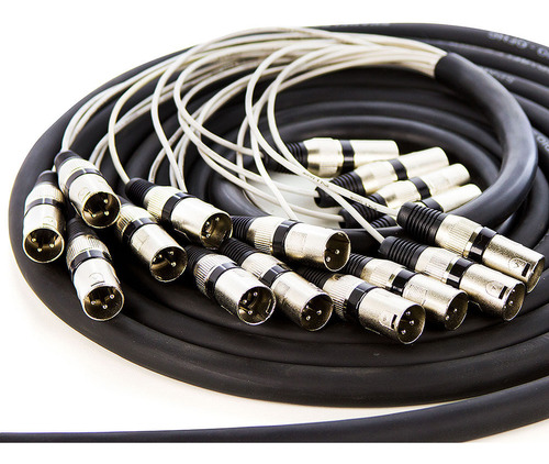 Multicabos Com Conector Xlr 16 Vias Espaguetado 12 Metros