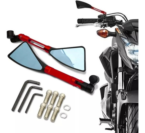 Retrovisor Moto Tipo Rizoma Esportivo Vermelho Hornet Par