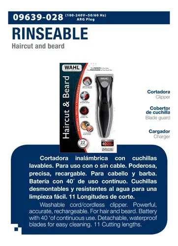 Cortadora de pelo barba cabello profesional wahl rinseable hotsell