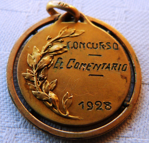 Monijor62-antigua Medalla Futbol Oro Fix- El Comentario 1928 (Usado)