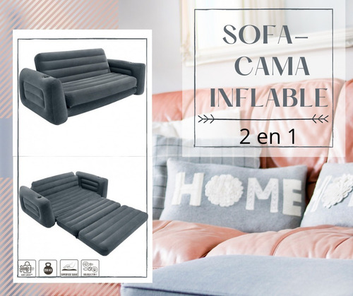 Imagen 2 de 2 de Sofá Cama Inflable Con Posa Vasos