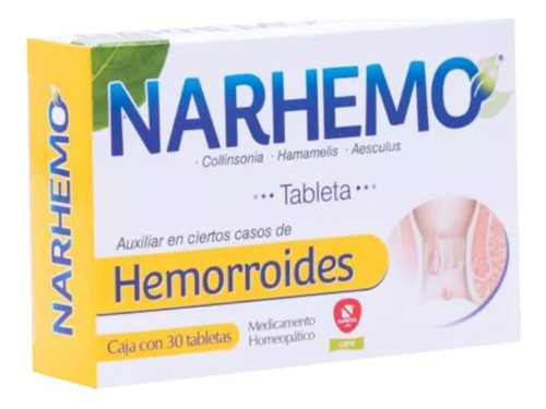 Narhemo Auxiliar Hemorroides Caja C/30 Tabs Med Homeopático