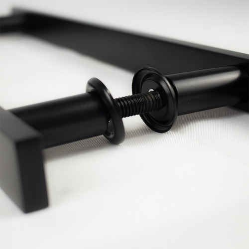 Puxador Duplo Inox Preto Para Porta Pivotante de Madeira/Vidro 50cm (40cm Entre os Furos) Haste Barra Chata