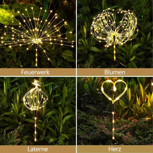 Paquete De 2 Luces Solares De Fuegos Artificiales 150 Led Cr