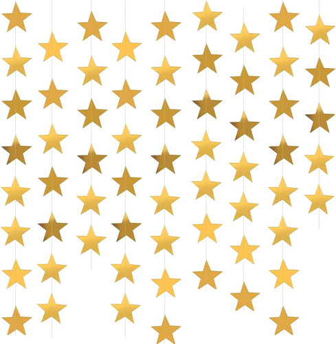 Garland De Estrellas De Oro Yzurbu, 78 Pies De Lado Doble Co