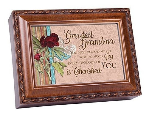 Cottage Garden Greatest Grandma Woodgrain Música Box/caja De