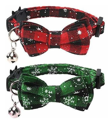 Lamphyface 2 Pack / Set Christmas Gato  Collar Breakaway Co