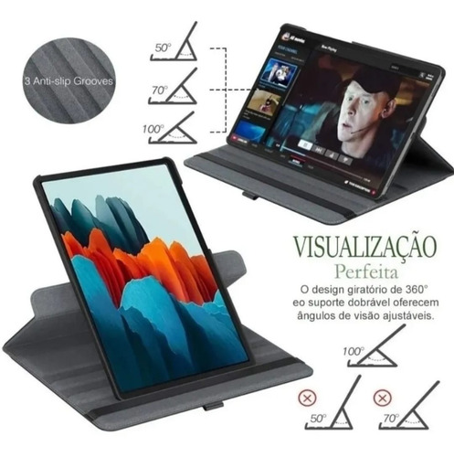 Imagem 3 de 8 de Capa Tablet S7 Fe T735 12,4 Kit Teclado/ Mouse/película