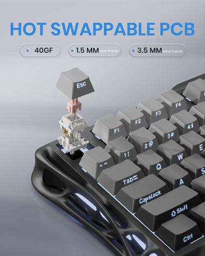 Gravastar Mercury K1 75% Teclado De Juego Mecánico Inalámbri