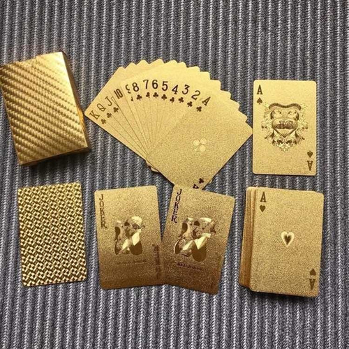 Juego De Póquer Baño En Oro 18k Cartas Doradas Edición Lujo.