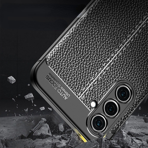Estojo Para Samsung M14 Silicone Litchi Com Membrana De