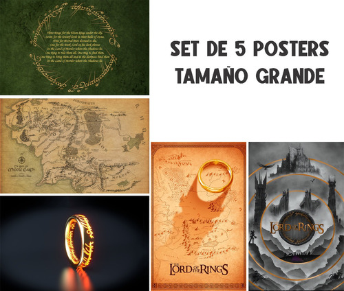 Poster Set 5 El Señor De Los Anillos Gandalf Frodo Sauron