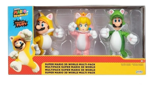 Multipack Super Mario 3d World Mario Peach Y Luigi Gatos