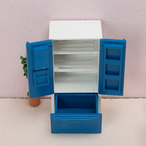Mini Geladeira De Madeira Geladeira 1 12 Escalas Jogo Azul