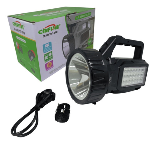 Linterna Potente Cafini 30w Recargable Soporte Y Panel Solar