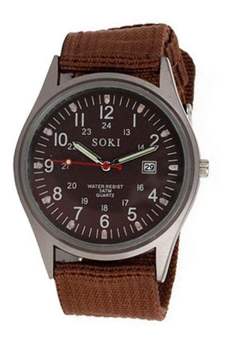 Relógio De Pulso Masculino Marrom Soki