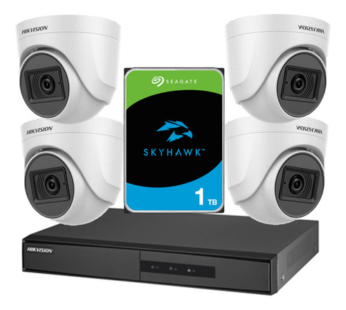 Combo Seguridad Dvr 4ch + 4 Cámaras Turret + 1 Hdd De 1 Tb