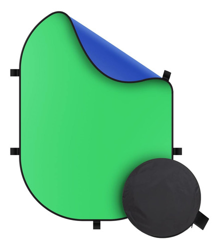 Jsag410 - Pantalla Desplegable Verde Y Azul, De 5 X 6.6 Pies