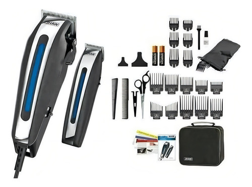 Wahl Deluxe Combo Estuche Kit Cortapelo Y Terminadora 30 Pza Color Negro Negro