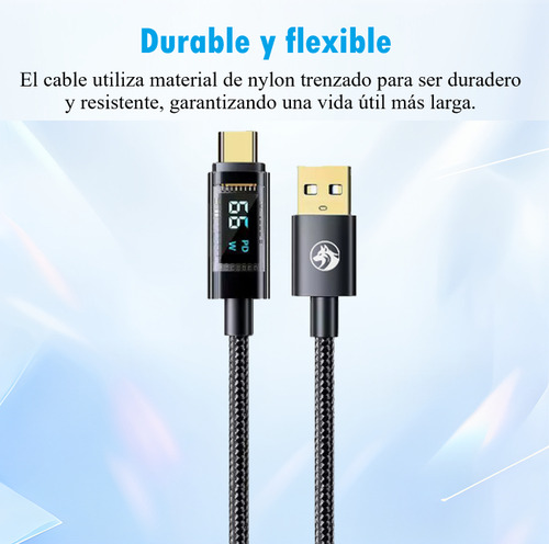 Cable Usb C Carga Rapida Con Pantalla Digital Cable Usb-a A Tipo C, Techwolf Cable De Datos Para Teléfonos Y Tabletas 1.2m