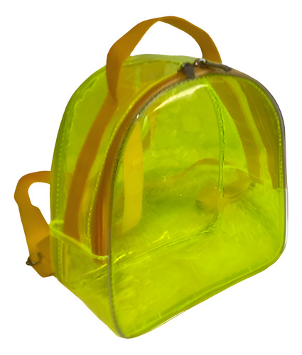 Kit 6 Mochila Transparente Neon Lembrancinhas Festas Amarelo Neon Lisa