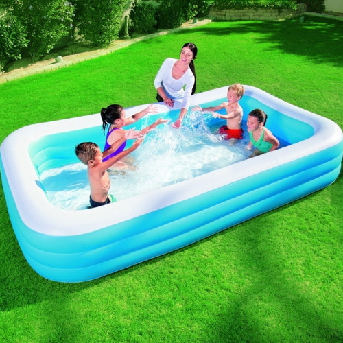 Piscina Inflable Rectangular Niños Verano Diversión 2 Metros Color Celeste