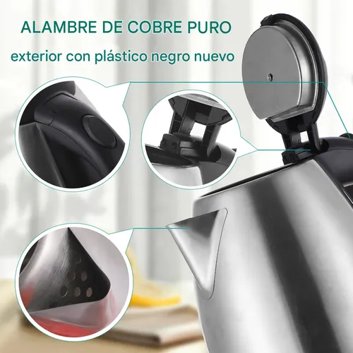 Jarra Eléctrica St-6011 De 1.8 Litros | Hervidor Rápido Y Seguro Con Apagado Automático | Diseño Moderno, Base Giratoria 360°, Ideal Para Té, Café Y Más Alta Calidad Black Mount
