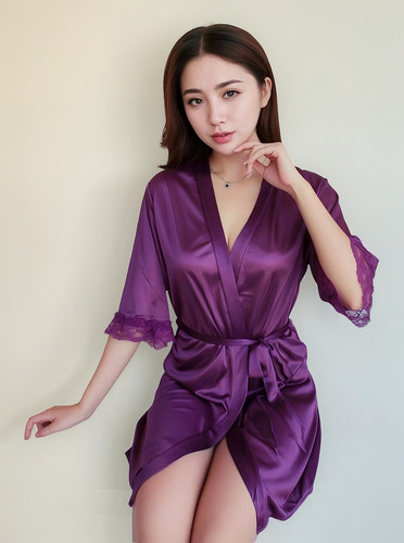 Camisón De Seda Helada De Primavera Y Verano, Bata De Una So