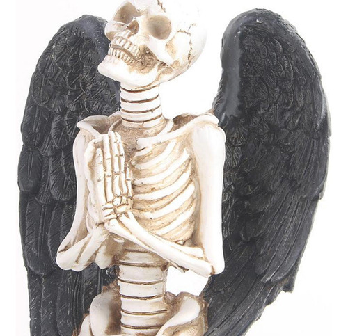 Resina Cráneo Estatua De Ángel Realista Los 9.5x14x15cm