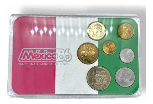 Set 7 Monedas Conmemorando Mundial De Fútbol En Mexico 1986 (Usado)