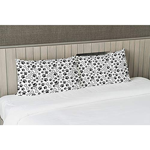 Funda De Almohada Estampado De Huellas De Perro Y Hueso...