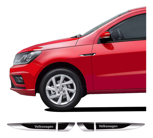 Aplique Lateral Volkswagen Gol Polo Fox Up! Emblema Cromado