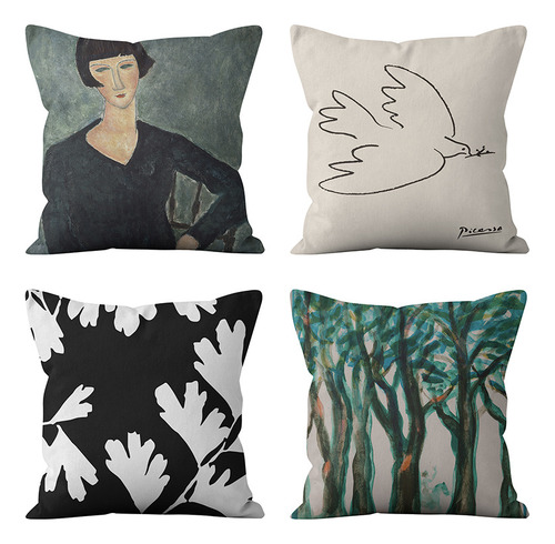 4pcs Funda De Almohada Retro Europea, Funda De Almohada