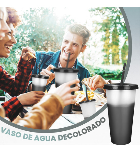 A 10pzs Vasos Magicos Cambian De Color Con Tapa Y Popote