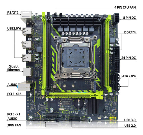 Kit Placa X99 Xeon E5 2650 V4 16gb De Ram Ddr4 Cor Preto Preto