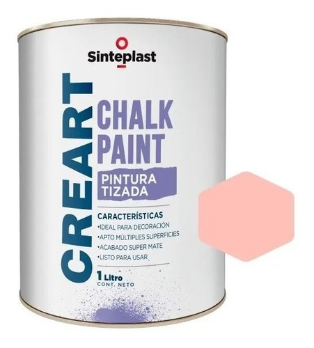 Pintura Tizada Chalked Paint Sinteplast Mate Color Rosa Rococó