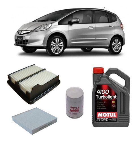 Kit 3 Filtros Wega Honda Fit 2008/2013 Y Motul 10w40 X4