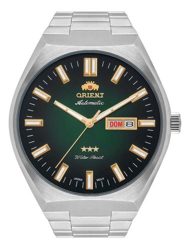 Relógio Orient Masculino Automático Luxo Edição Especial Cor da correia Prateado Cor do bisel Prateado Cor do fundo Verde