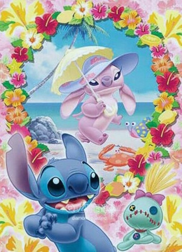 Pintura Diamante Disney 30 X 40cm Stitch Angel Paragua