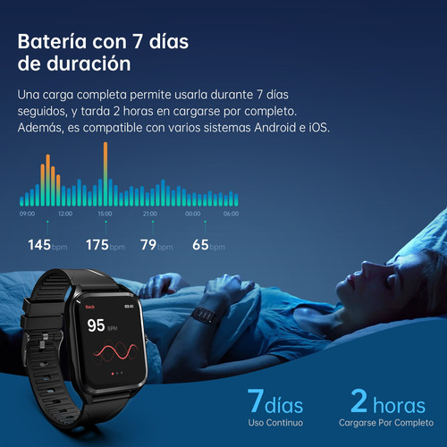 Reloj Inteligente Unisex G-tide Q1 Con Notificación De Mensajes, Asistente De Voz Inteligente Para Ios/android, Salud Deportiva, Resistente Al Agua