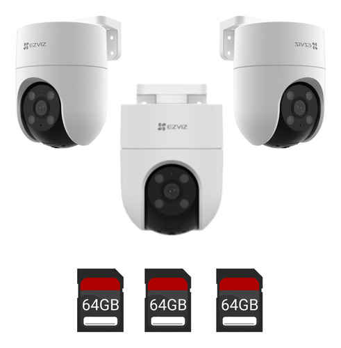 Combo X3 Ezviz H8c 360 1080p Exterior Wifi + 3 Memoria 64gb