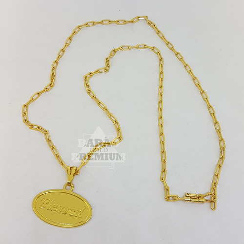 Cordão Ct 4mm + Pingente Blessed (abençoado) Banhados A Ouro