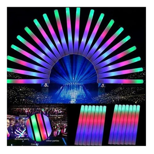 Barras Espuma Led 50 Und + 100 Pulseras Luminosas Cotillon