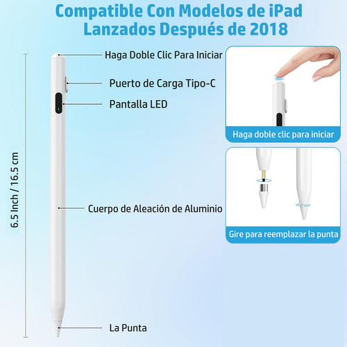 Lápiz óptico para iPad tableta con pantalla digital con inclinación sensitivity blanco La Hengru