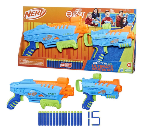 Lanzador Nerf Elite Jr Kit De Inicio X2