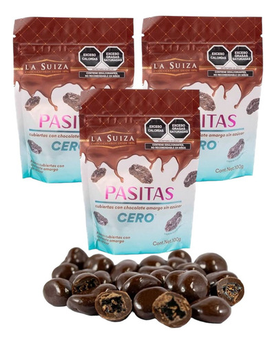 Chocolate Amargo Pasitas Sin AzĂșcar 21 Pz 100 G C/u Suiza