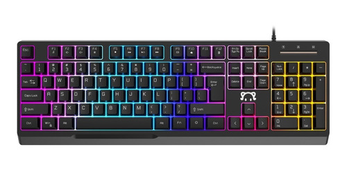 Imagen 1 de 8 de Teclado Semi-mecanico Gamer Ajazz Stk090 Negro Con Luz Rgb